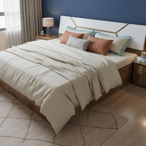 Engineered Wood Storage Queen Bed with 4" Premium Queen Mattress